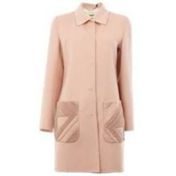 Fendi Jackets & Blazers - Fendi Roma Wool Coat 42 Blush Pink Shearling Pocket Jacket Italy Luxury Designer